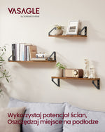 Zestaw 3 półek ściennych dąb vintage i czarny mat