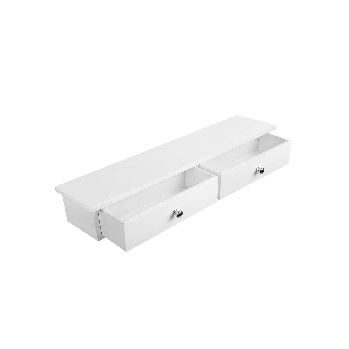 Biała półka ścienna z 2 szufladami 65 cm