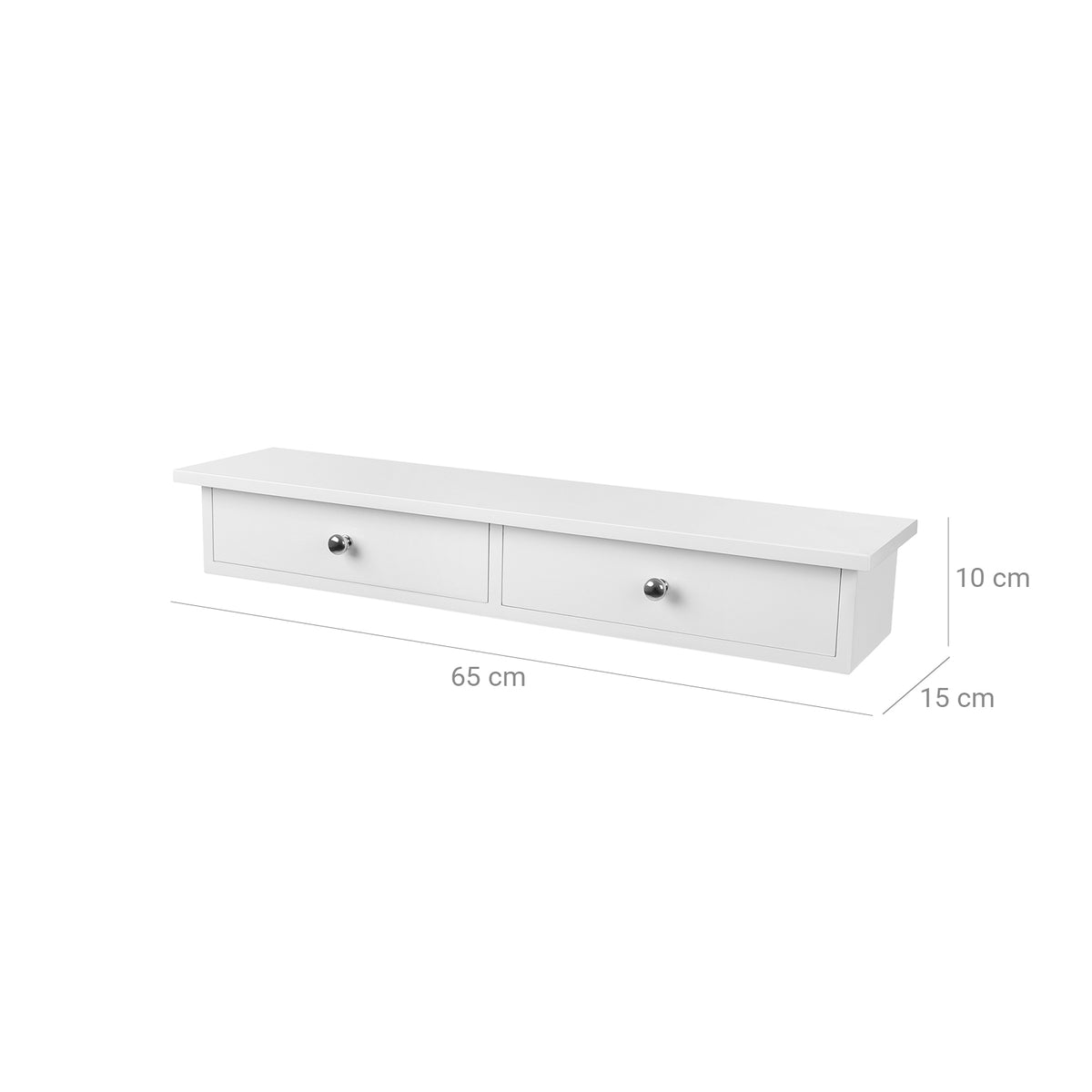 Biała półka ścienna z 2 szufladami 65 cm