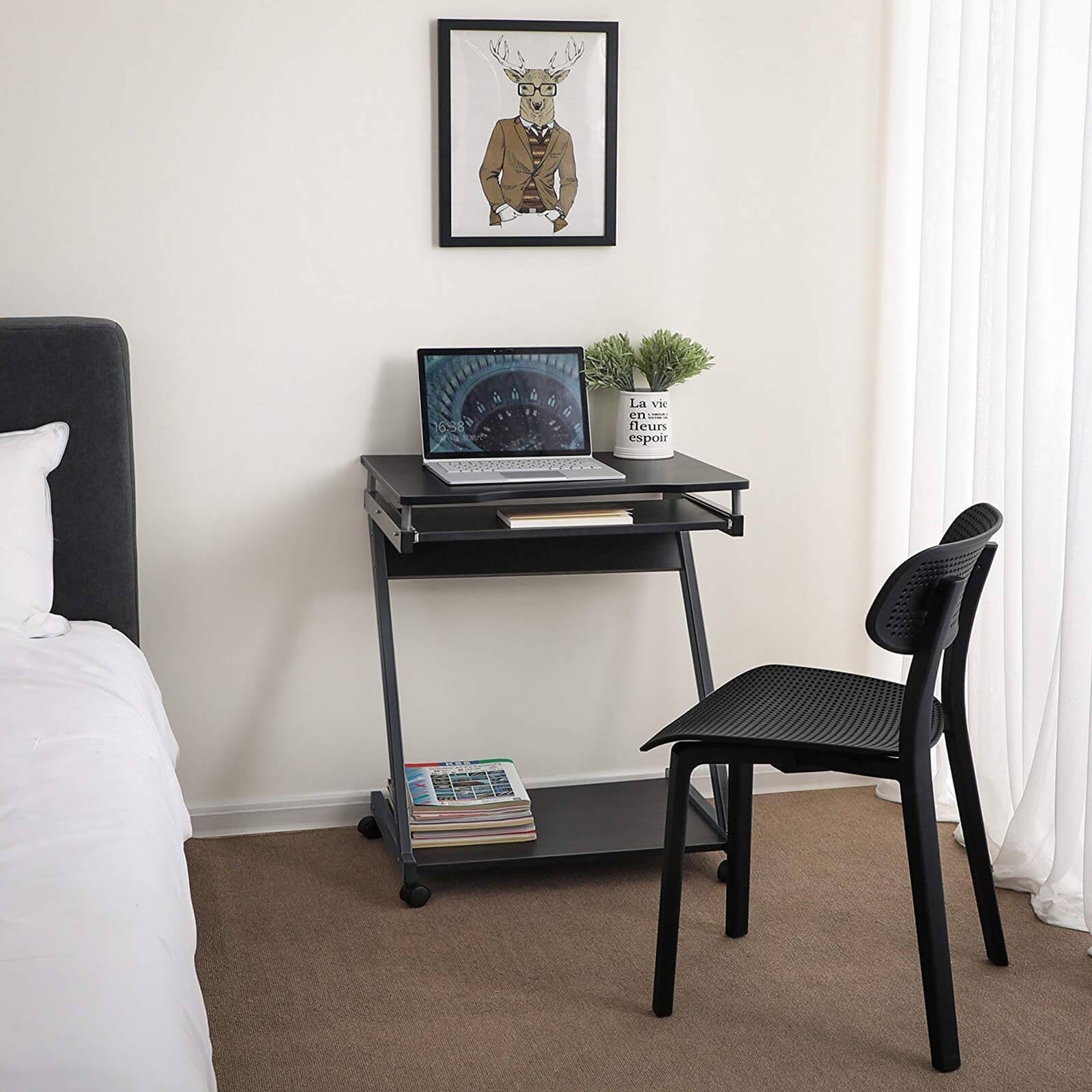 Biurko komputerowe, czarny, 60 cm