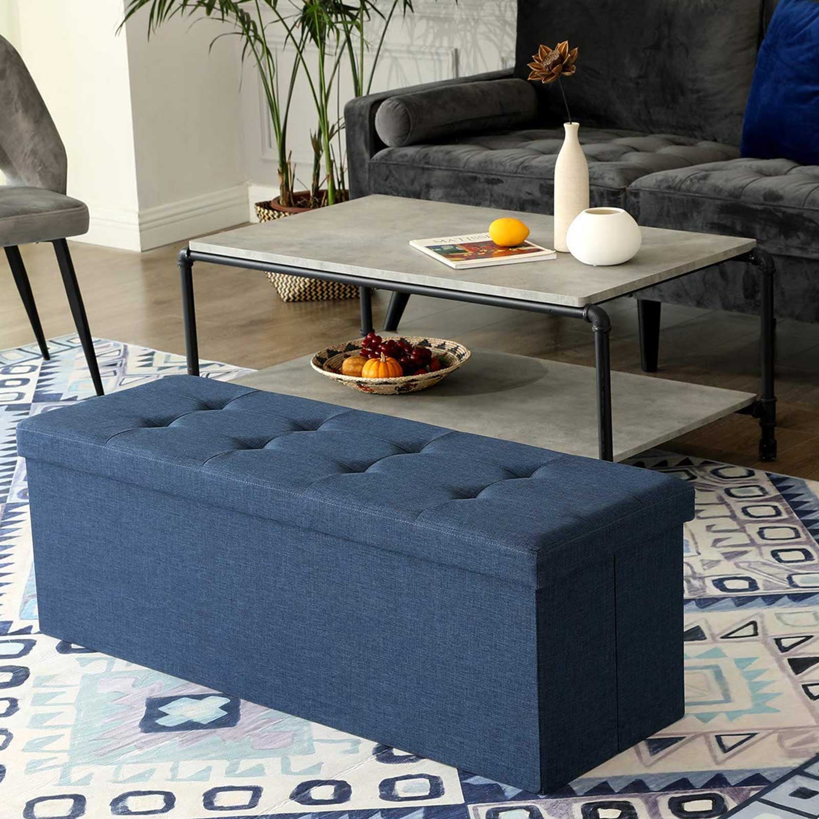Pufa ze schowkiem, midnight blue, 110 cm
