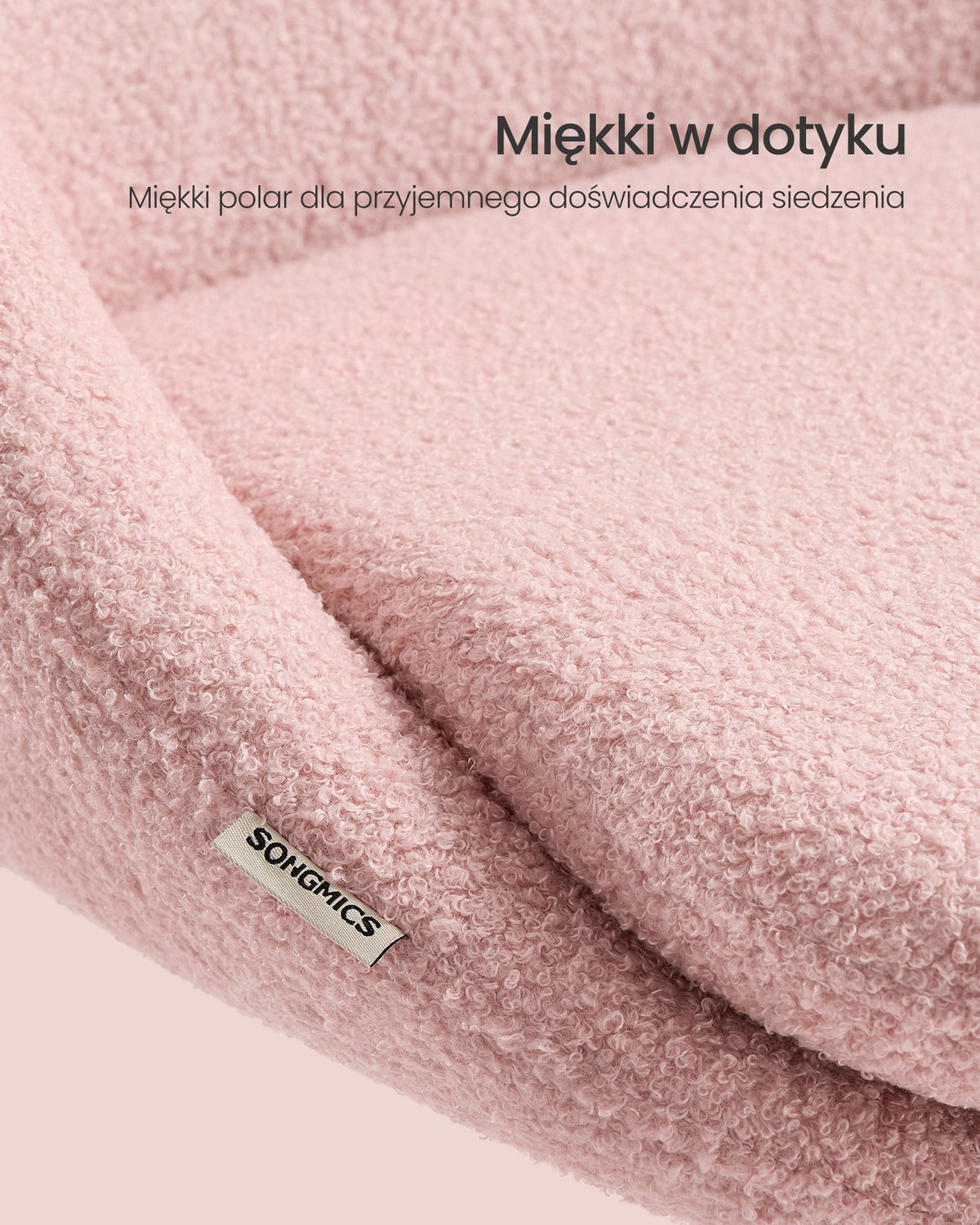 Pluszowy fotel obrotowy różowy z regulacją wysokości