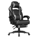 Ergonomiczny fotel gamingowy czarno-szary z podnóżkiem
