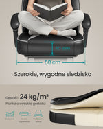 Ergonomiczny fotel gamingowy czarno-szary z podnóżkiem