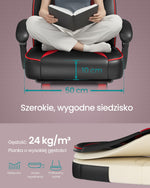 Ergonomiczny fotel gamingowy z podnóżkiem czarno-czerwony