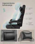 Ergonomiczne krzesło biurowe z podnóżkiem i zagłówkiem