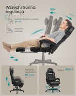Ergonomiczne krzesło biurowe z podnóżkiem i zagłówkiem