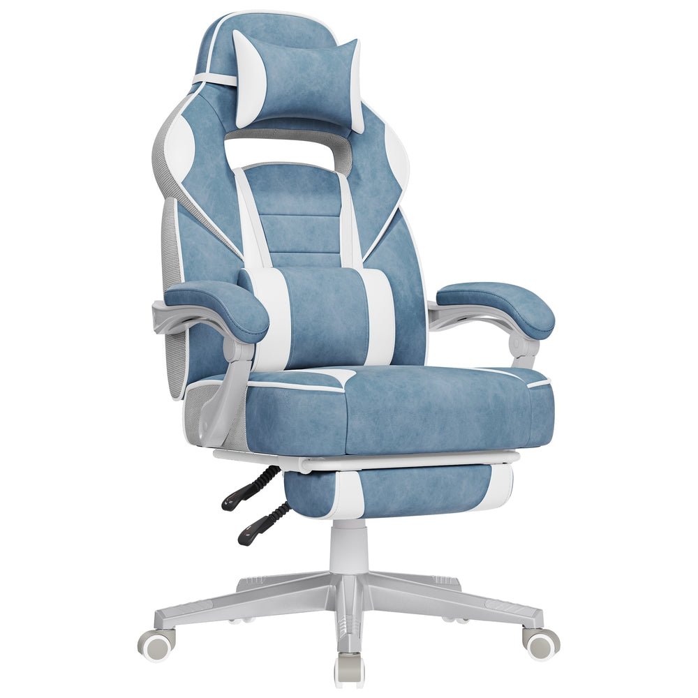 Ergonomiczny fotel gamingowy z podnóżkiem i regulacją nachylenia