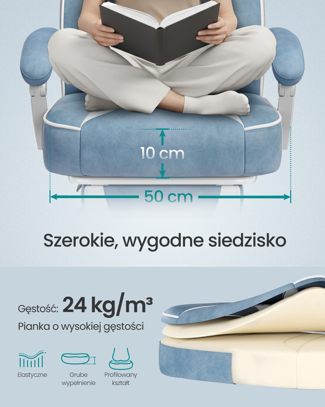 Ergonomiczny fotel gamingowy z podnóżkiem i regulacją nachylenia