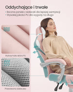 Ergonomiczne krzesło biurowe z podnóżkiem i poduszką