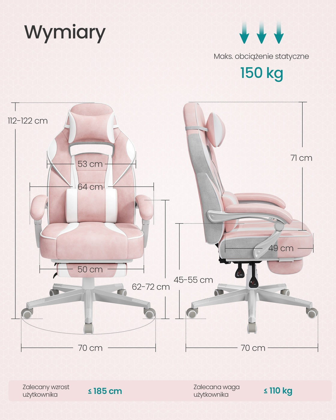 Ergonomiczne krzesło biurowe z podnóżkiem i poduszką