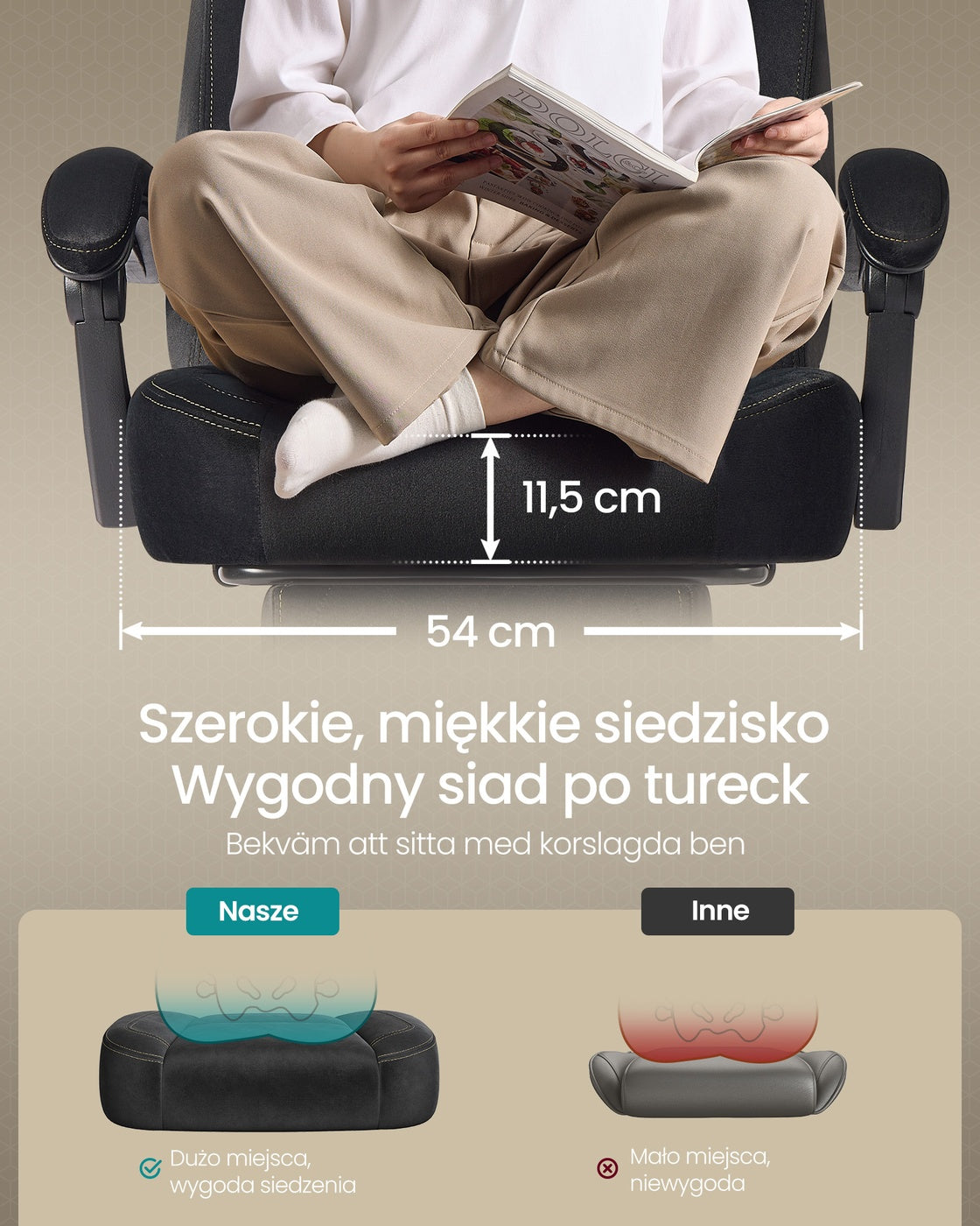 Fotel biurowy gamingowy z podnóżkiem czarny