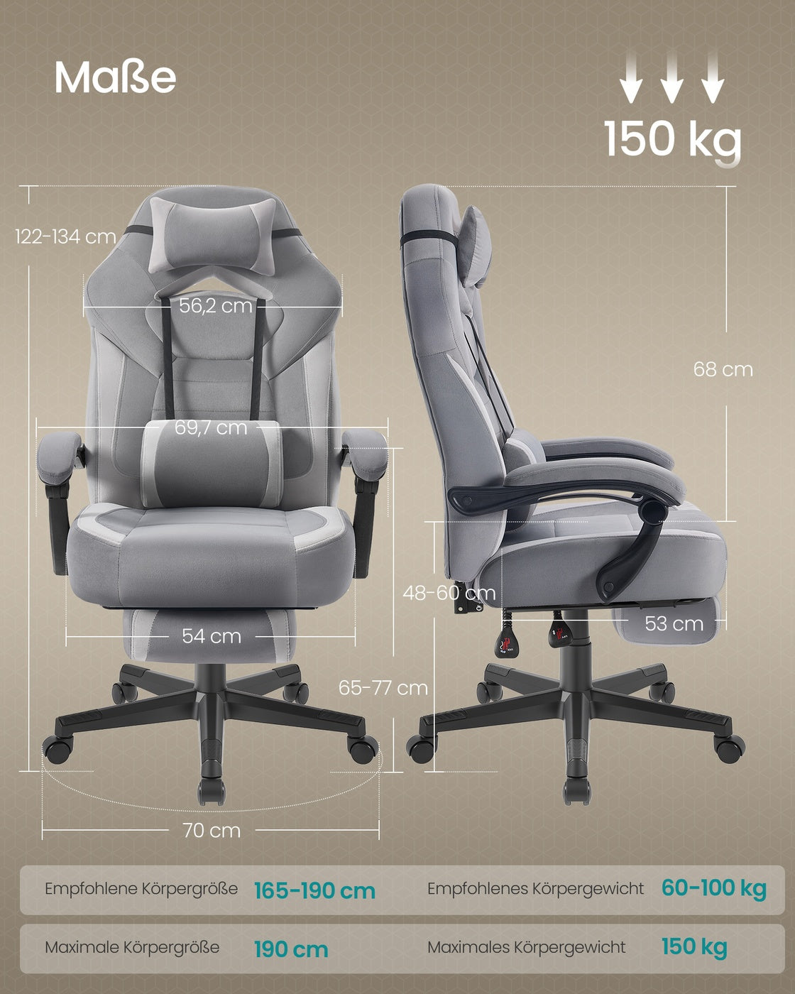 Fotel biurowy gamingowy z podnóżkiem do 150 kg