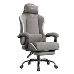 Ergonomiczny fotel biurowy z podnóżkiem szary