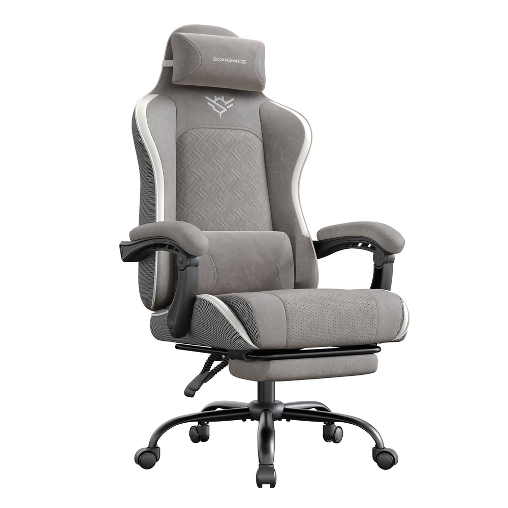 Ergonomiczny fotel biurowy z podnóżkiem szary
