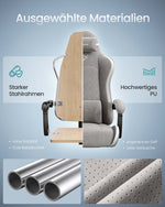 Ergonomiczny fotel biurowy z podnóżkiem szary