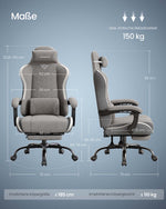 Ergonomiczny fotel biurowy z podnóżkiem szary