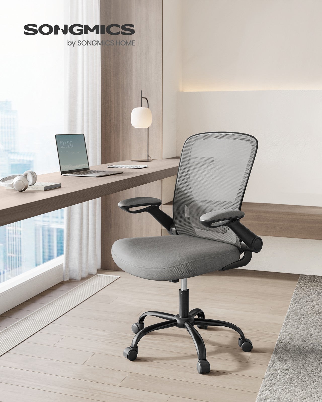 Ergonomiczne krzesło biurowe z funkcją bujaka szare