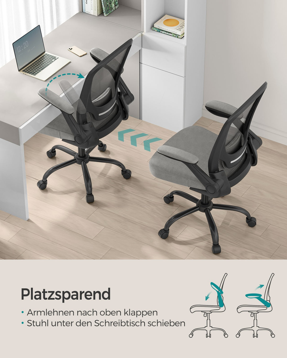 Ergonomiczne krzesło biurowe z funkcją bujaka szare