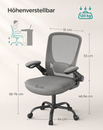 Ergonomiczne krzesło biurowe z funkcją bujaka szare