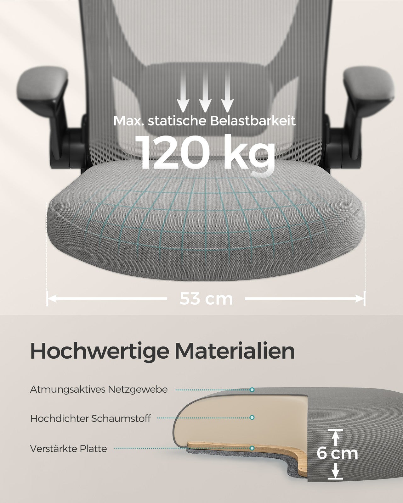 Ergonomiczne krzesło biurowe z funkcją bujaka szare