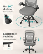 Ergonomiczne krzesło biurowe z funkcją bujaka szare