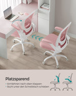 Ergonomiczne krzesło biurowe różowe z podłokietnikami