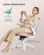 Ergonomiczne krzesło biurowe różowe z podłokietnikami