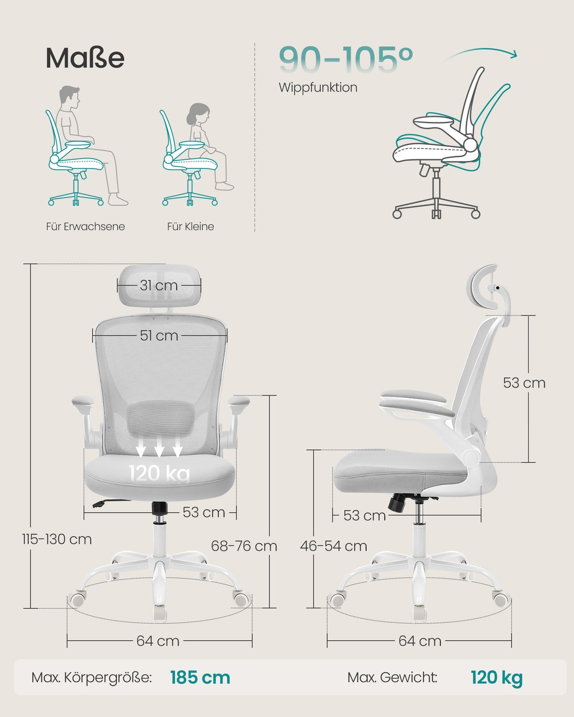 Ergonomiczny fotel biurowy siatkowy szary