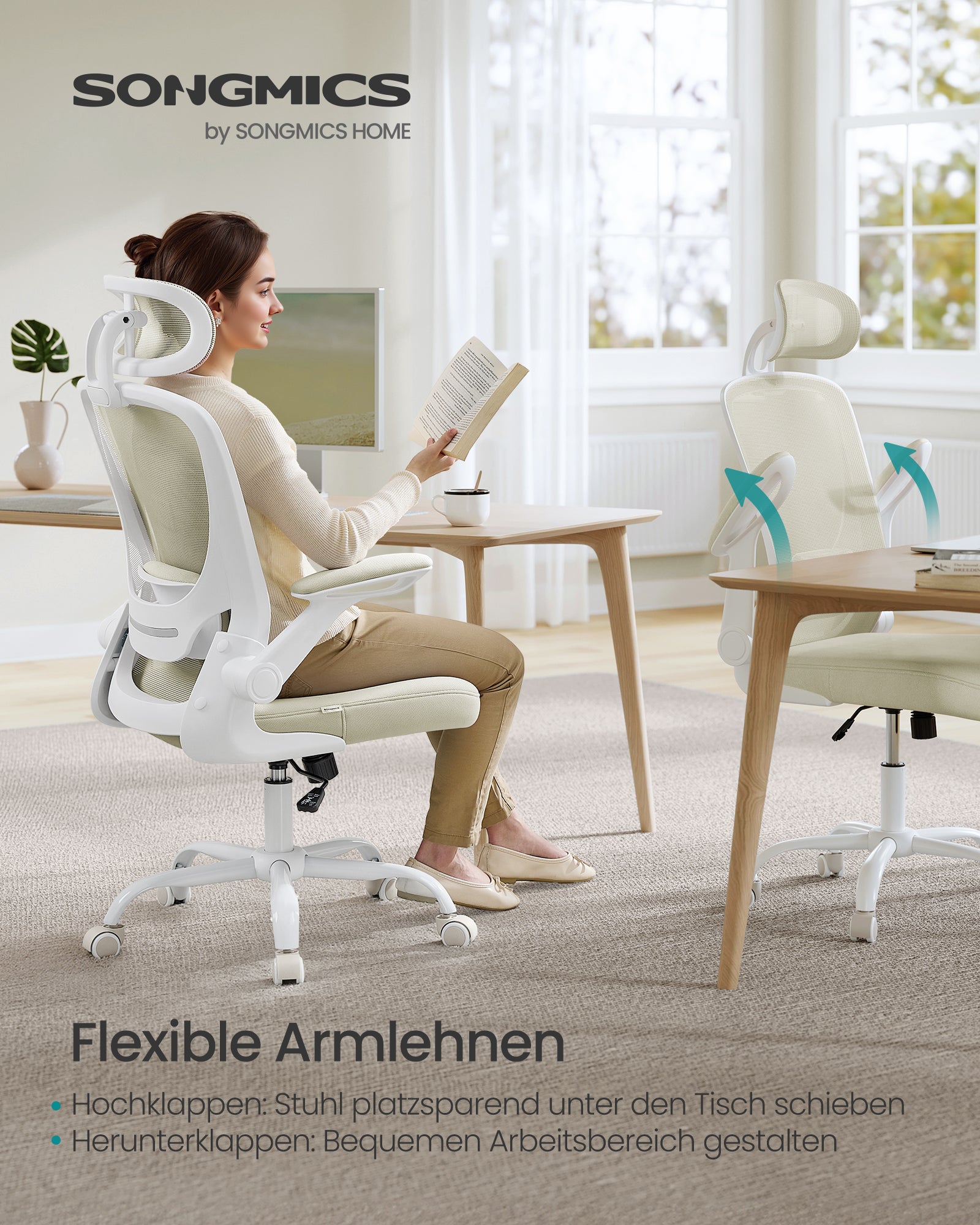 Fotel biurowy, cappuccino beige, 62 cm