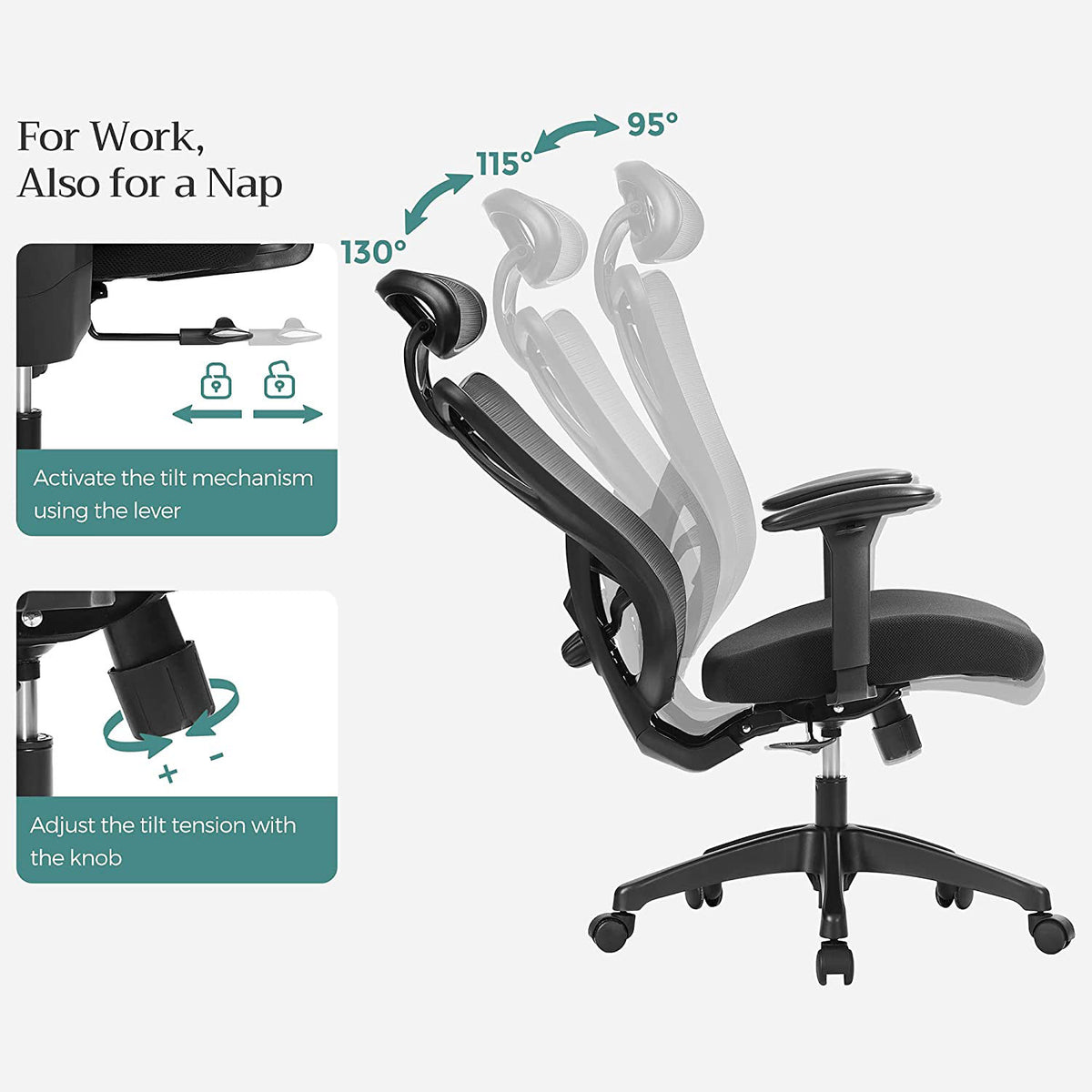 Czarne ergonomiczne krzesło biurowe do 150 kg