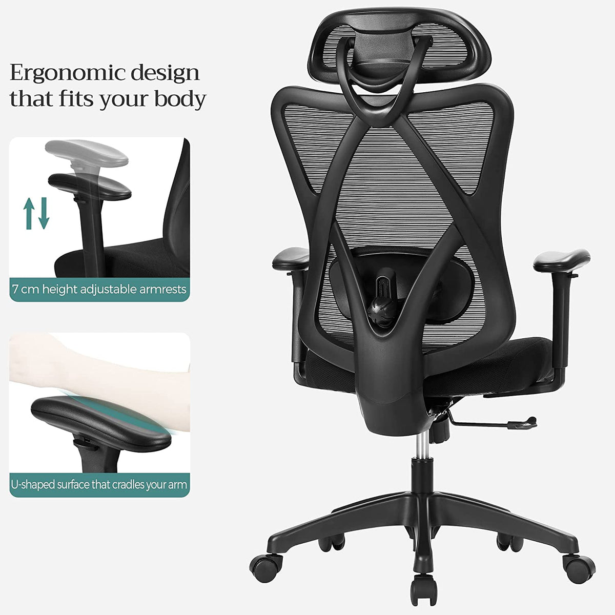 Czarne ergonomiczne krzesło biurowe do 150 kg