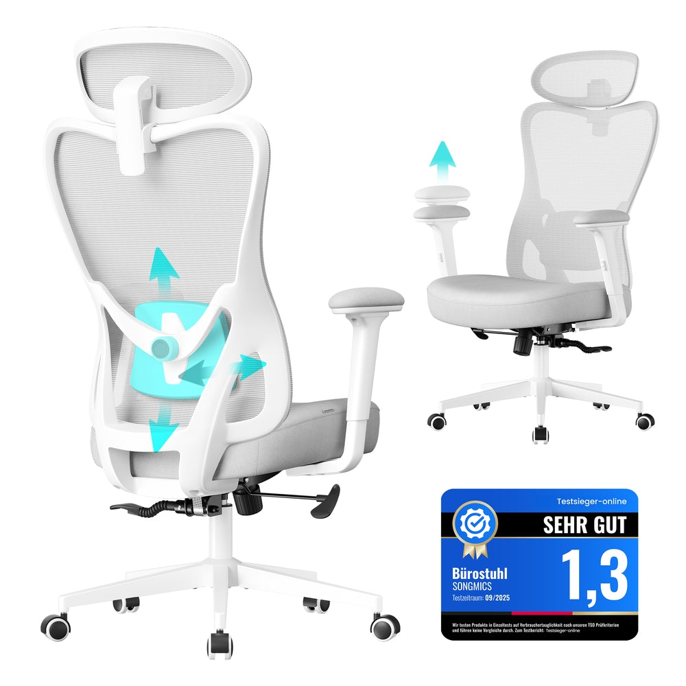 Ergonomiczny fotel biurowy regulowany do 150 kg szary