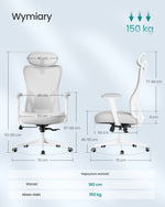 Ergonomiczny fotel biurowy regulowany do 150 kg szary