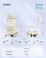 Ergonomiczny fotel biurowy beżowy do 150 kg