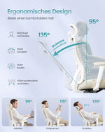 Ergonomiczny fotel biurowy beżowy do 150 kg