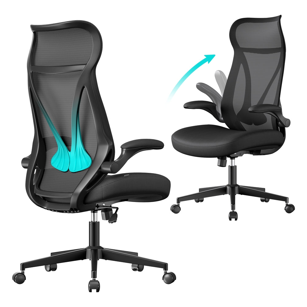 Ergonomiczne krzesło biurowe z zagłówkiem czarne