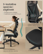 Ergonomiczne krzesło biurowe z zagłówkiem czarne