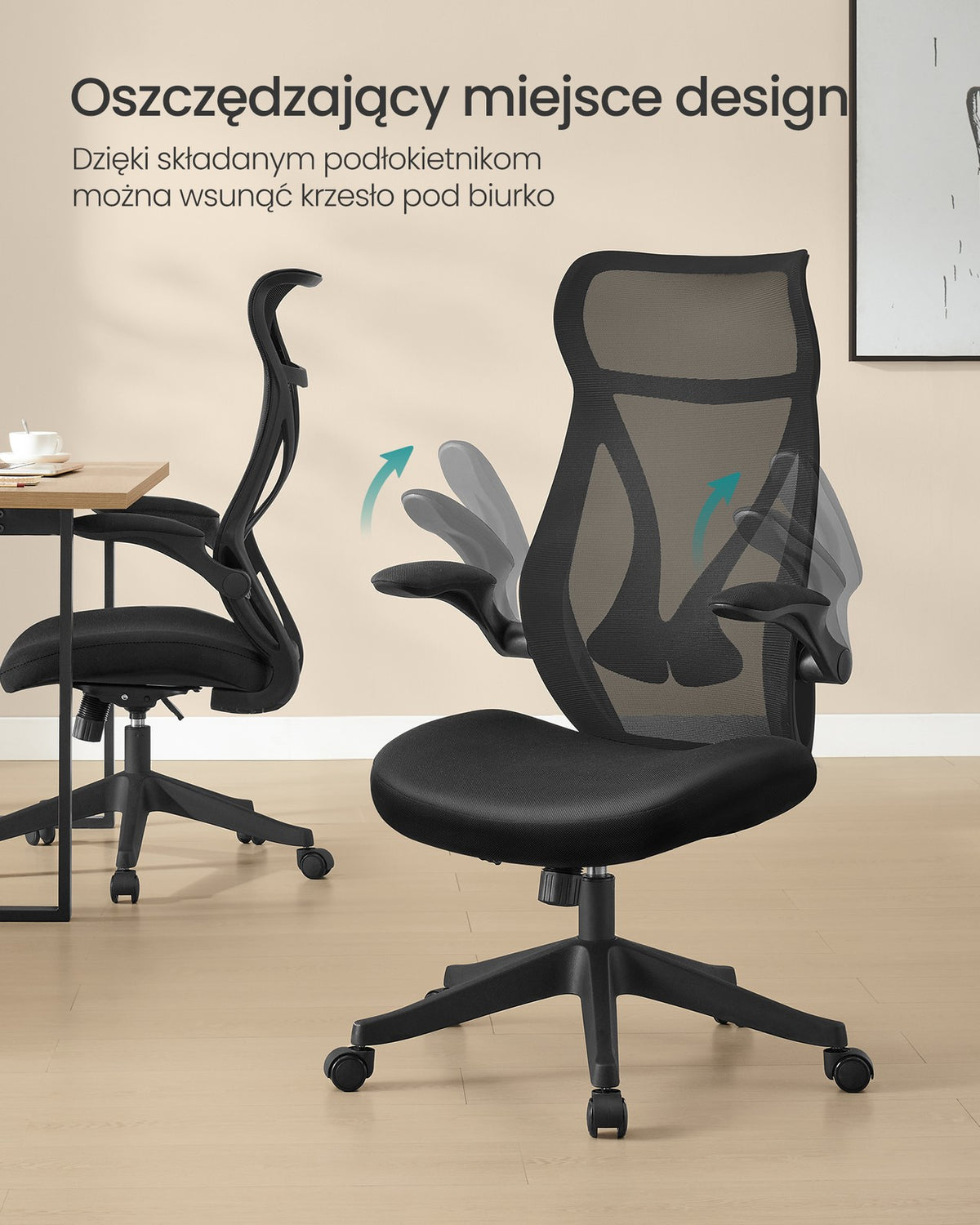 Ergonomiczne krzesło biurowe z zagłówkiem czarne