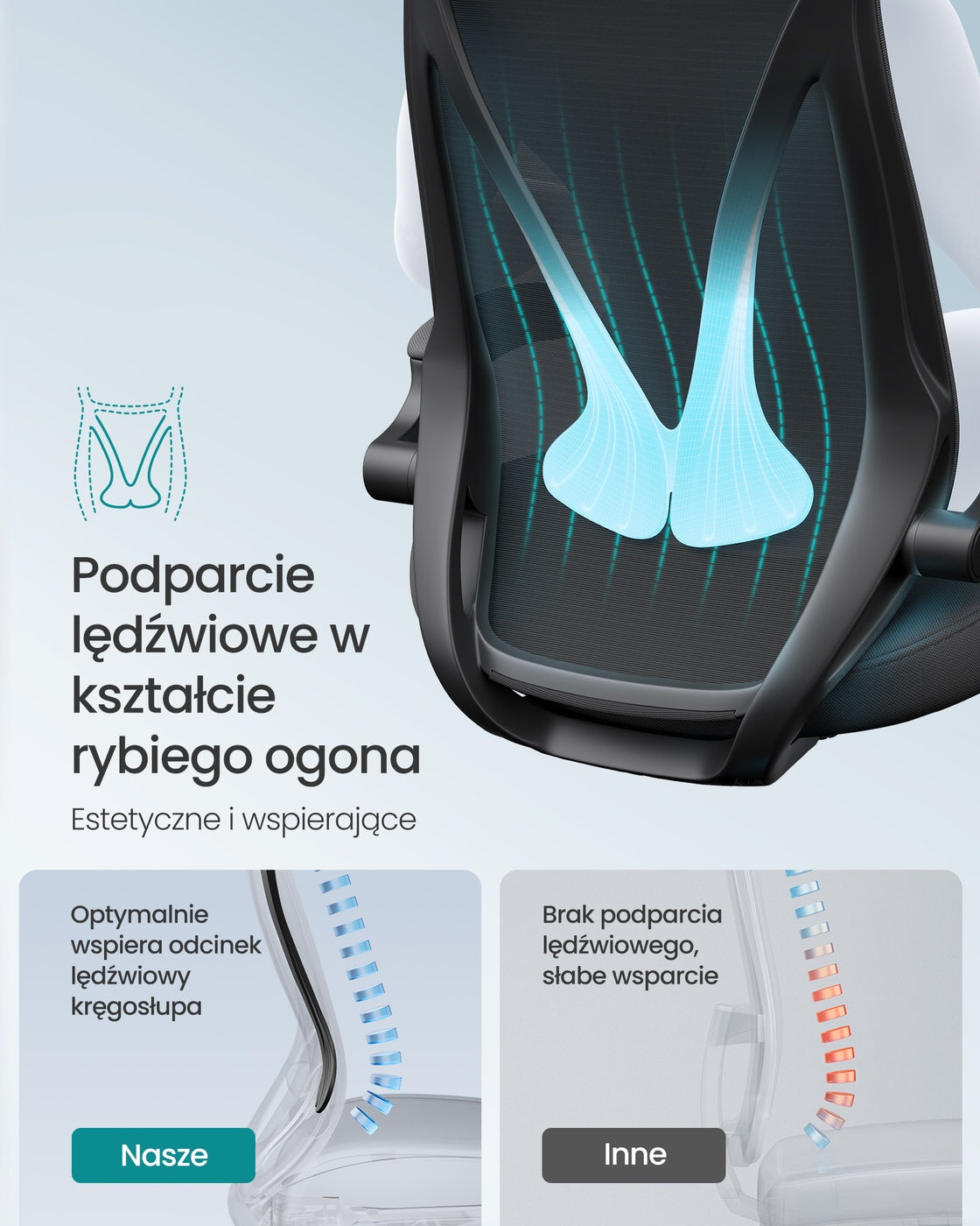 Ergonomiczne krzesło biurowe z zagłówkiem czarne