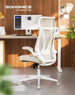Ergonomiczne krzesło biurowe z zagłówkiem beżowe