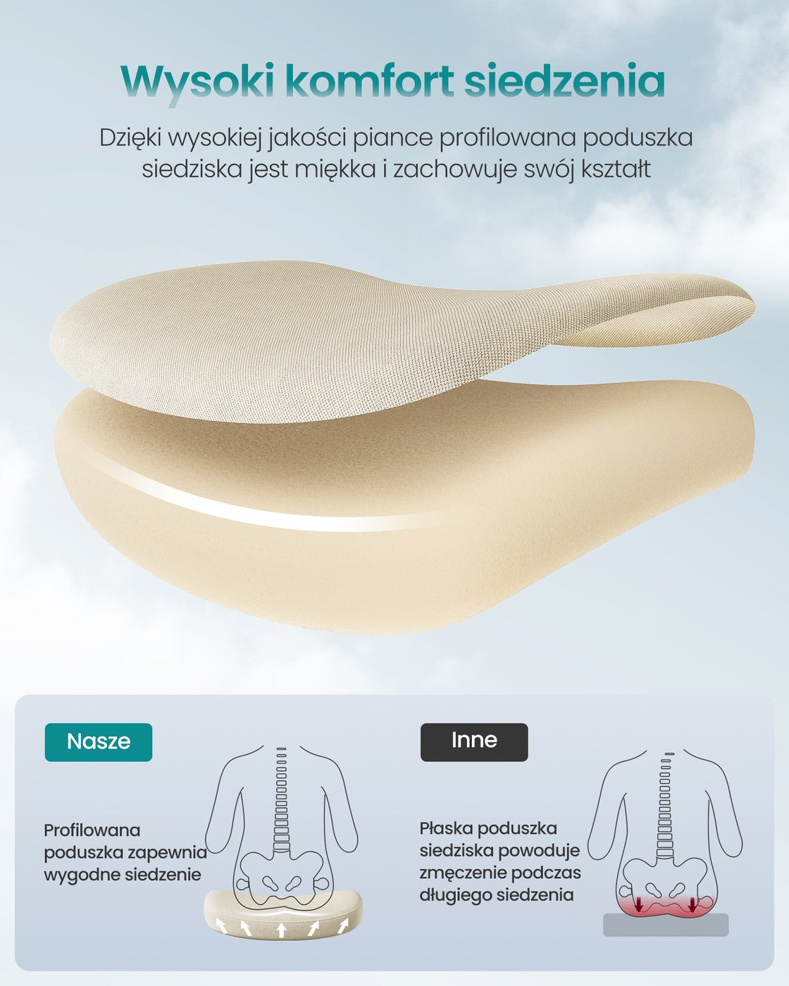 Ergonomiczne krzesło biurowe z zagłówkiem beżowe