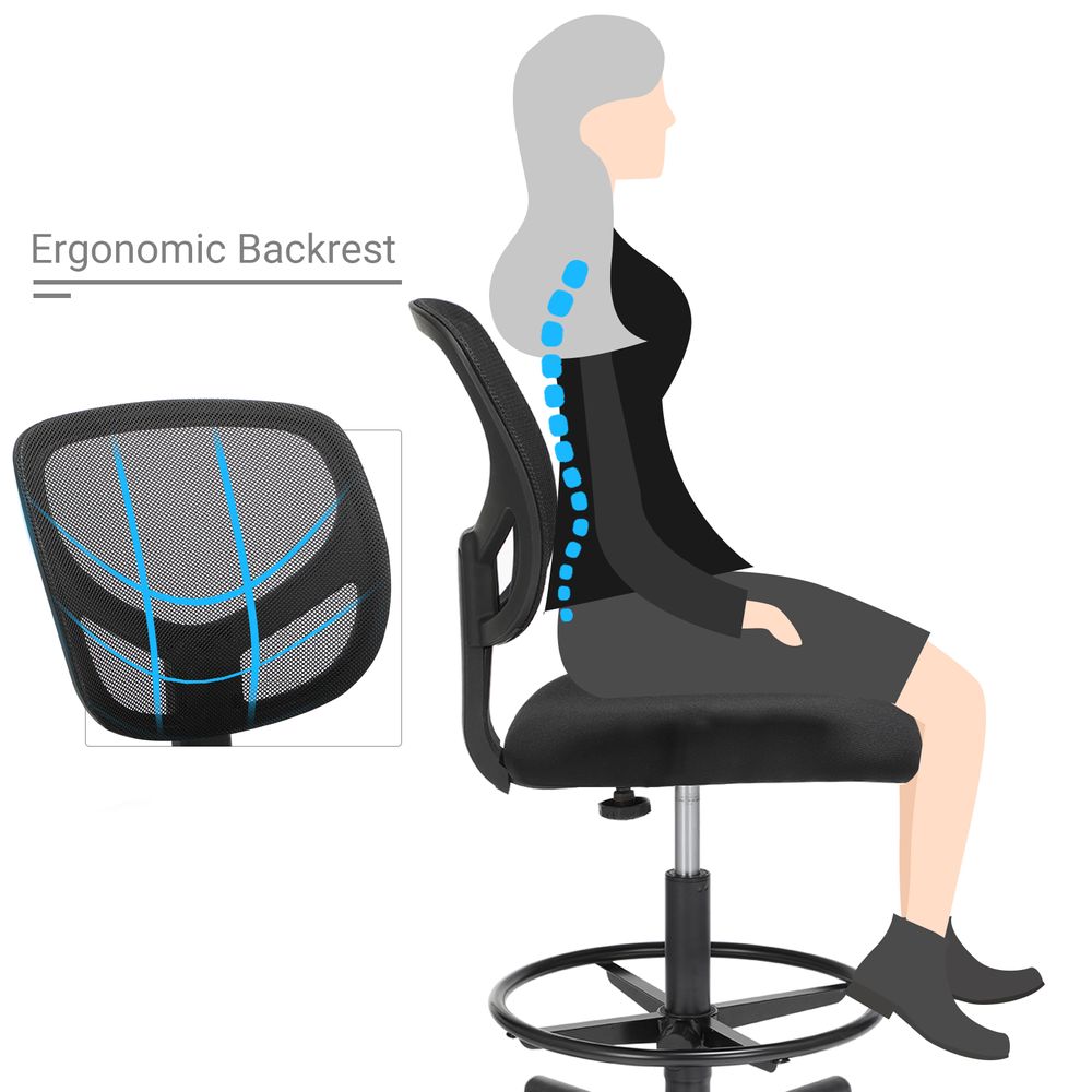 Ergonomiczne krzesło biurowe z regulowanym podnóżkiem czarne
