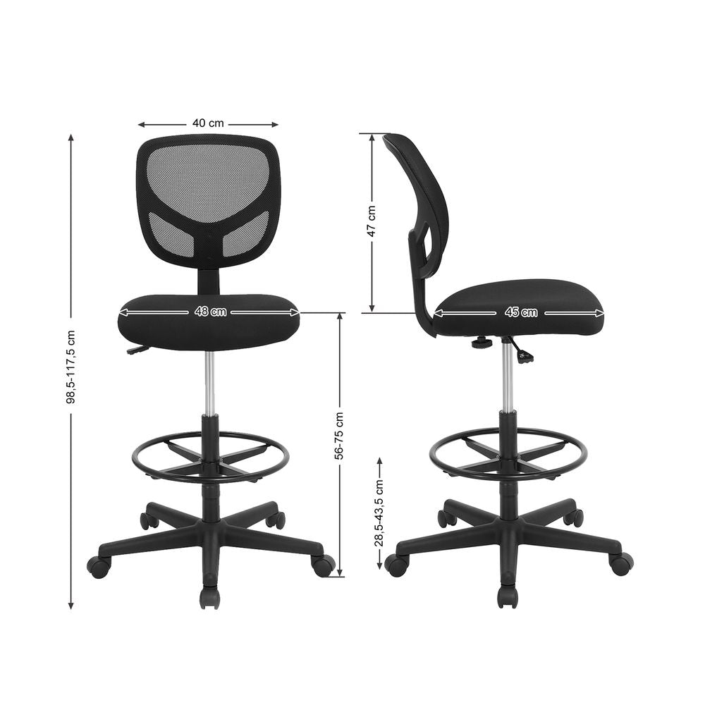 Ergonomiczne krzesło biurowe z regulowanym podnóżkiem czarne