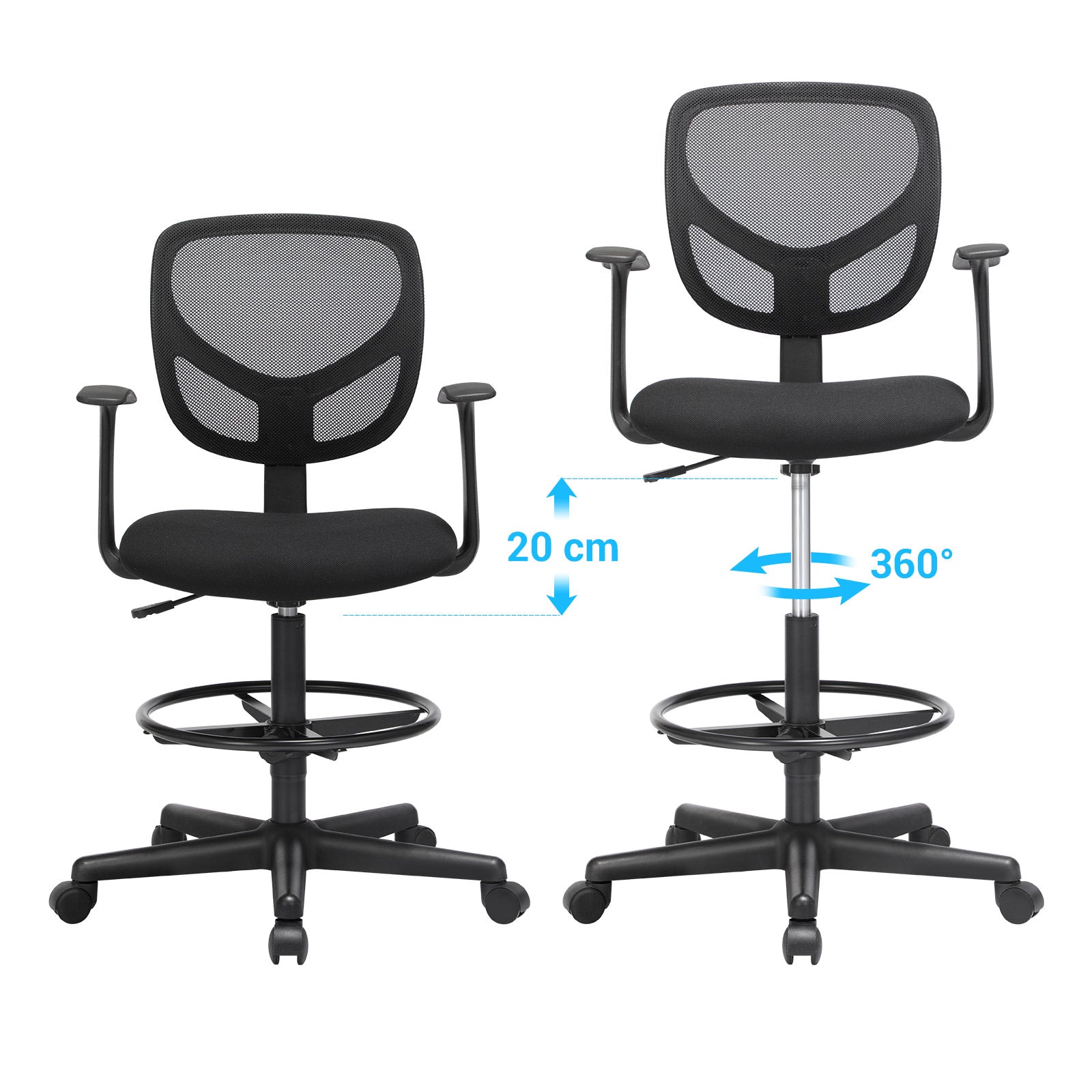 Ergonomiczne krzesło obrotowe z podłokietnikami i podnóżkiem