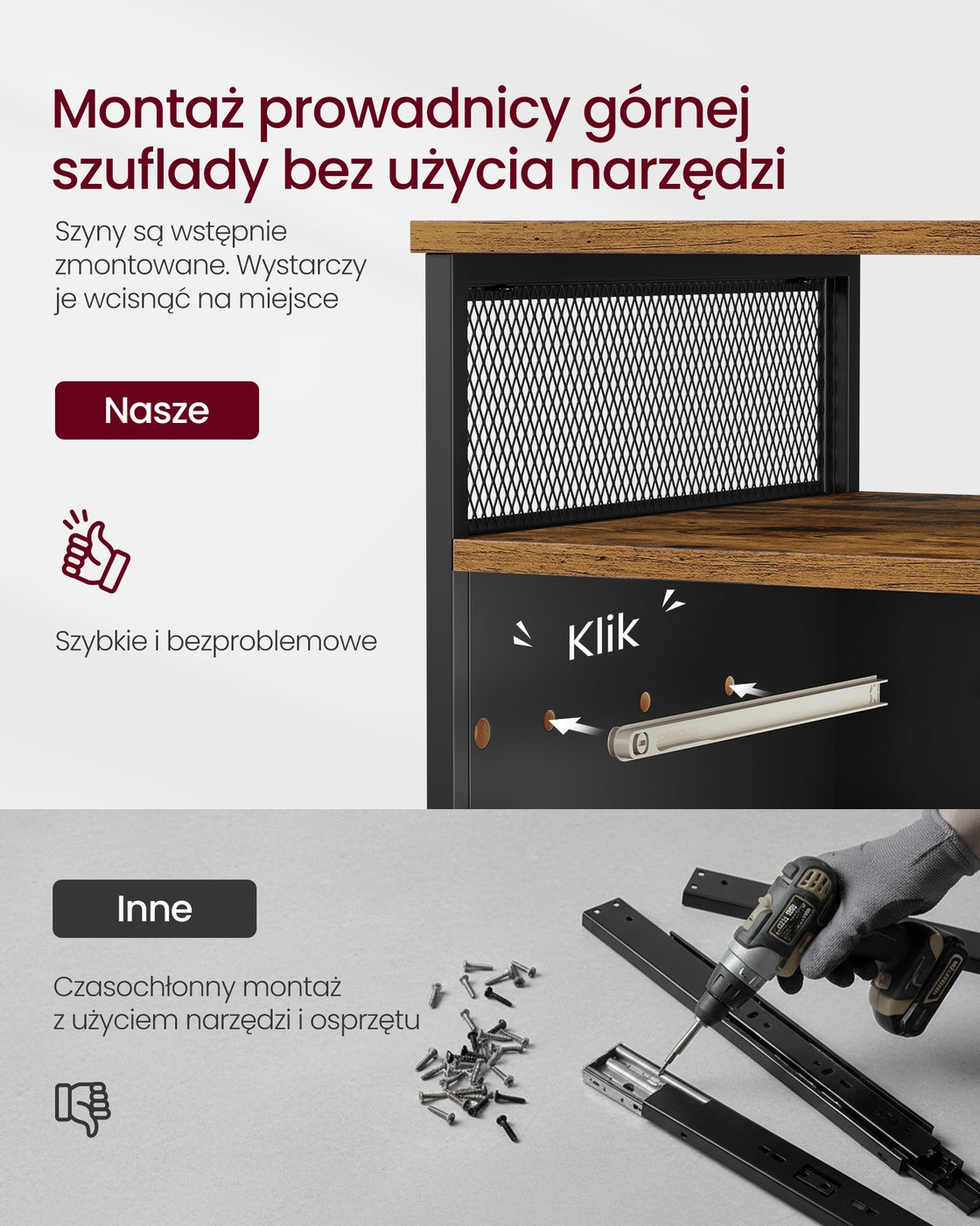 Szafka na dokumenty na kółkach z 2 szufladami