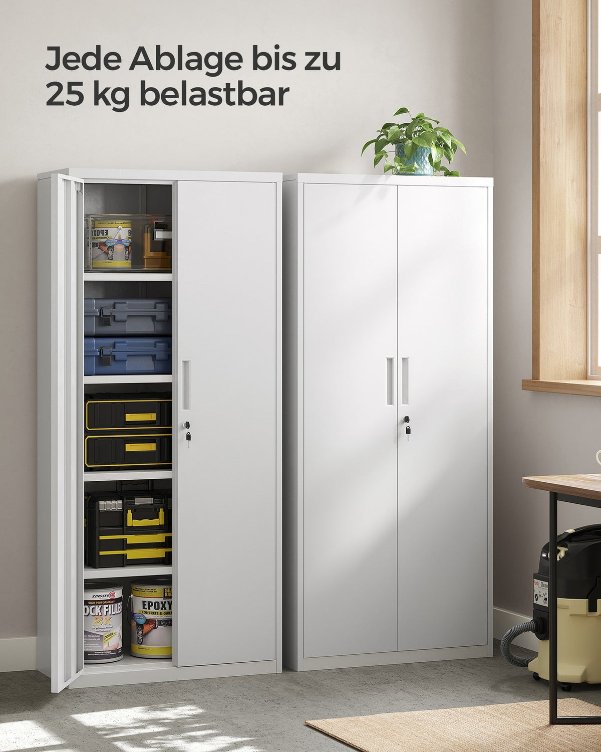 Szafka metalowa 5-półkowa szaro-biała 40x80x180 cm