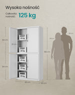 Szafka stalowa 4-drzwiowa z 5 półkami 40x80x180 cm szara