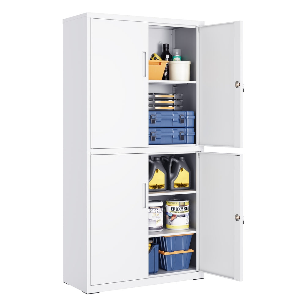 Szafka biurowa stalowa 4-drzwiowa 40x80x180 cm biała