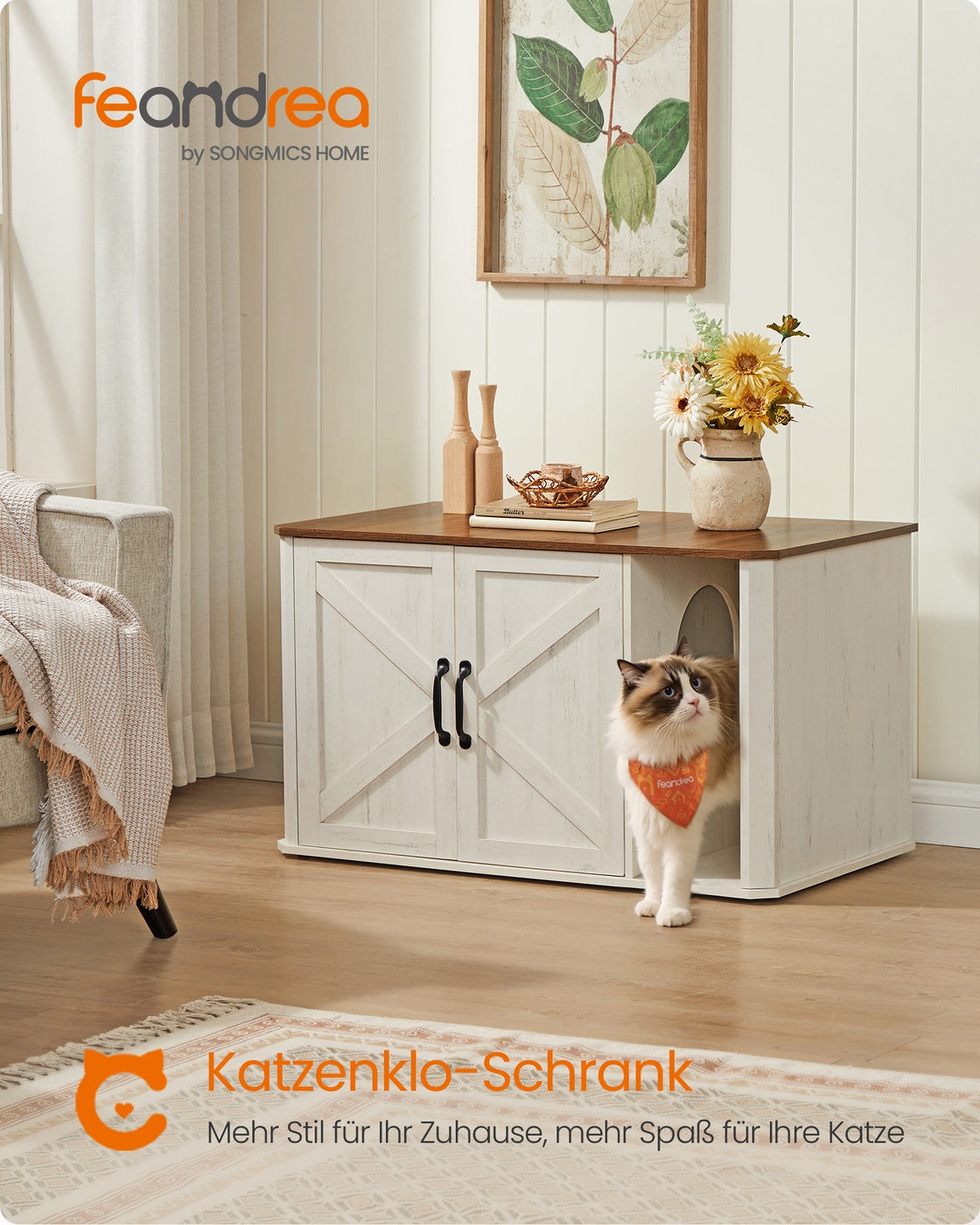 Szafka na kuwetę 85x48,5x50 cm miodowy brąz i biel